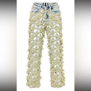 VINTAGE BLEACH WASH EXTREME FRINGED DISTRESSED WIDE